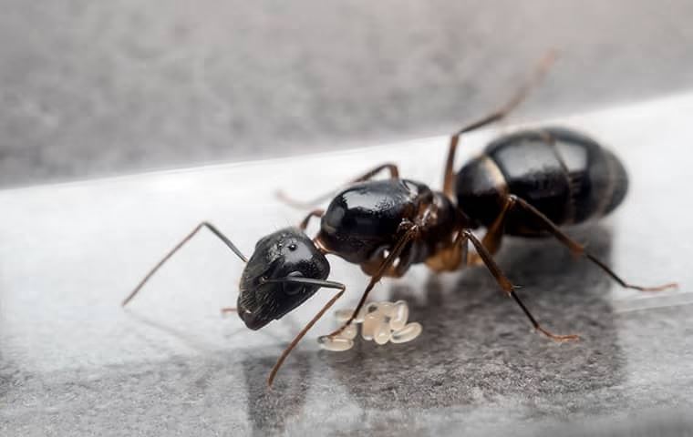 black ant with some eggs